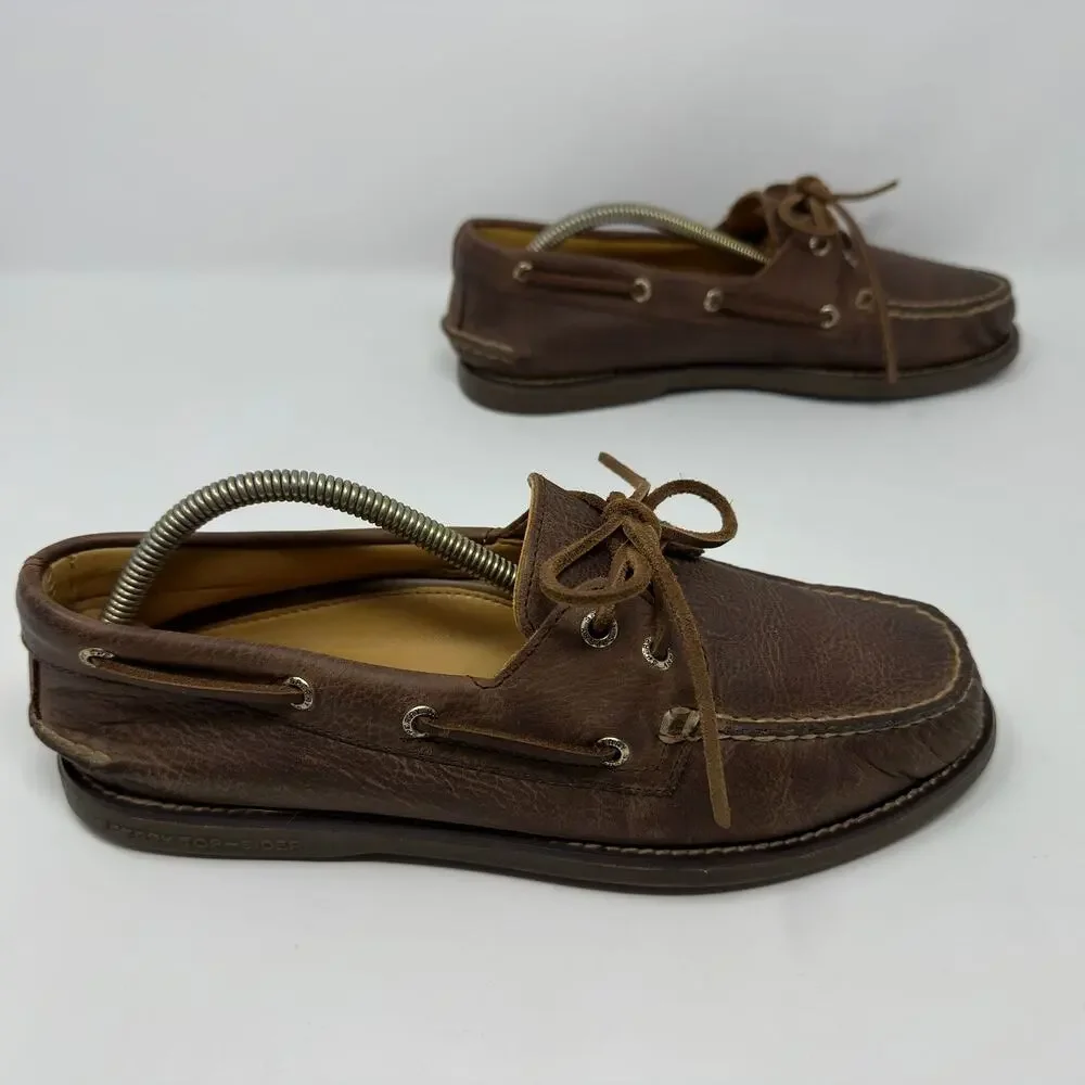 Sperry Gold Cup Leather 2-Eye Boat Shoes Mens 10 Brown Deck Casual Loafers Moc
